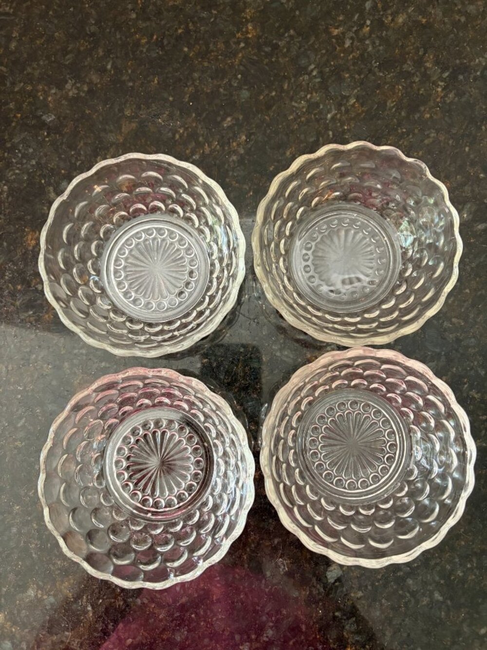 Anchor Hocking 4" Wide Scalloped, Bubble Clear Small Dessert Bowls (Qty.4)